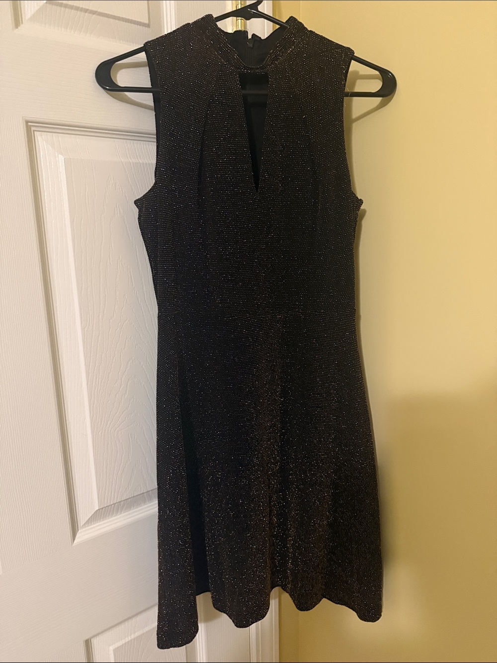 Jessica Simpson Black Sparkle Sleeveless Fit & Flare Dress